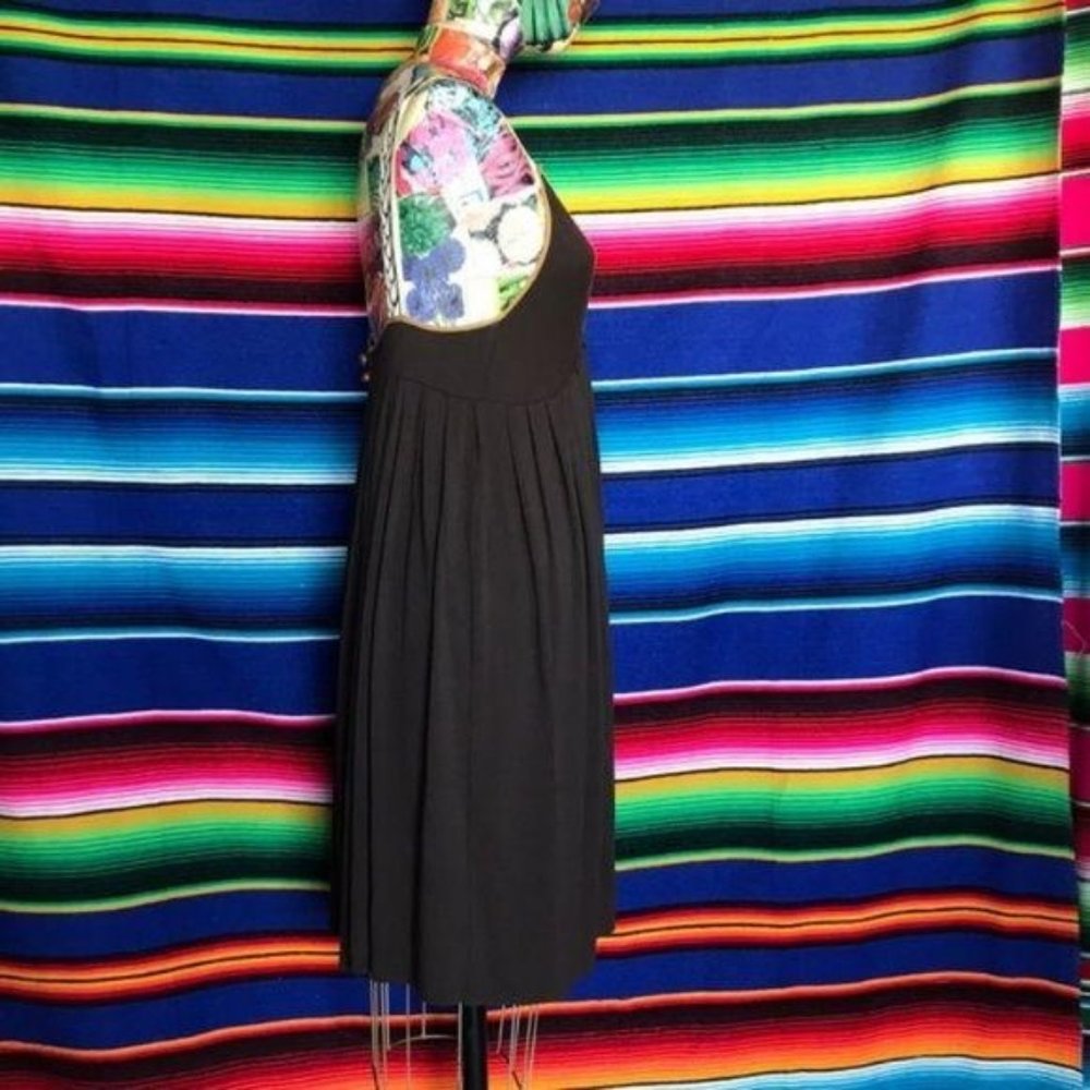 Vena Cava Pleated Silk Strap Pattern Backless Dres - image 4